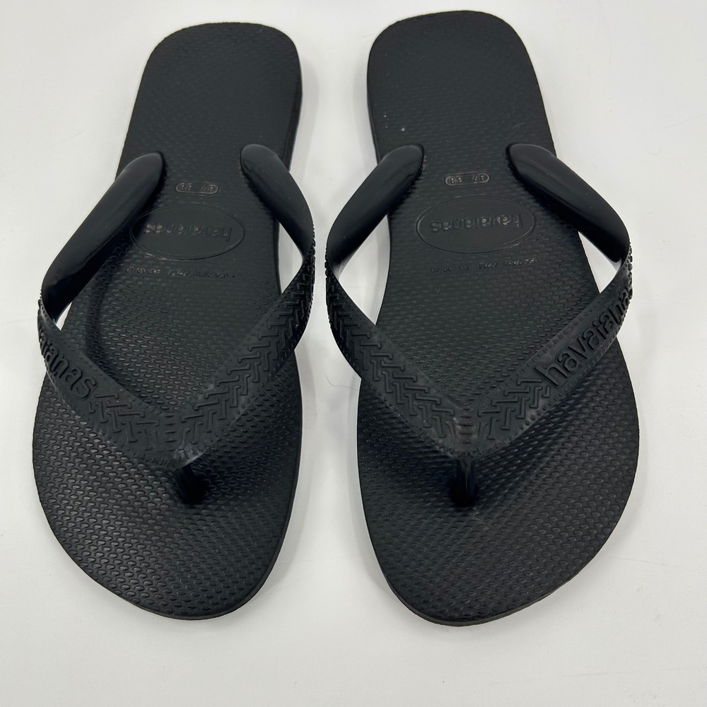Havaianas Top Flip Flops Womens 7/8W Black Rubber Sandals Beach Pool Shoes